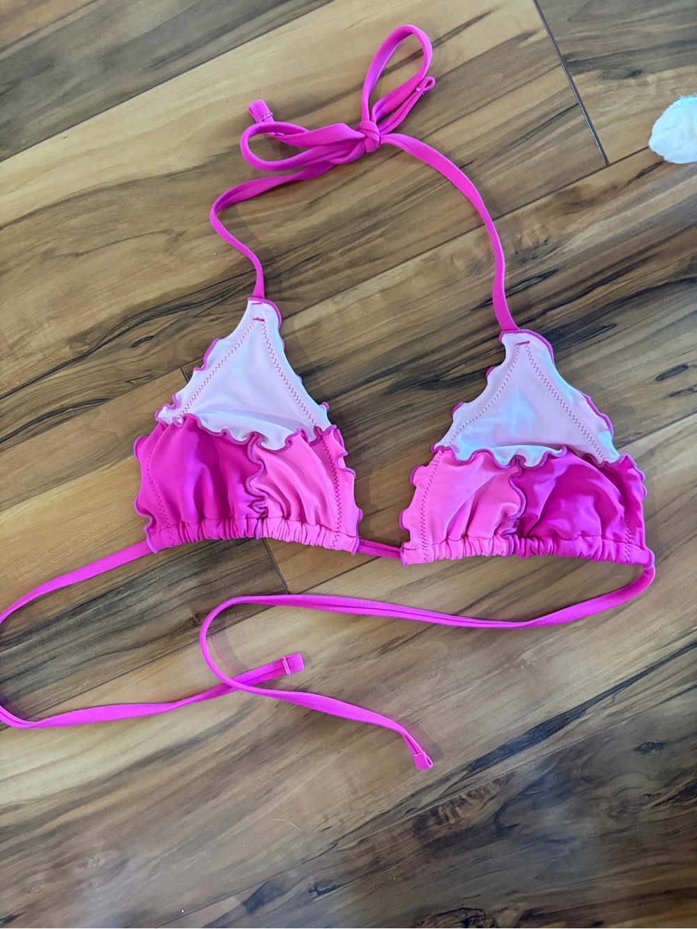 Xhilaration Pink Ruffle Triangle Swim Top